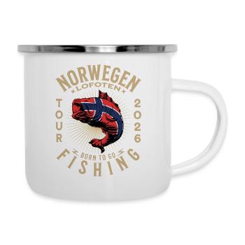 Lofoten Angeln 2026 - Emaille-Tasse - Weiß - Rechts