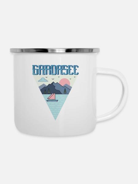 Gardasee - Emaille-Tasse - Weiß