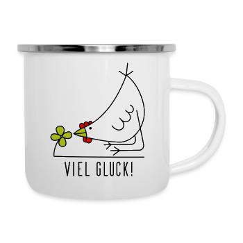 Viel Glück - Emaille-Tasse - Weiß - Rechts