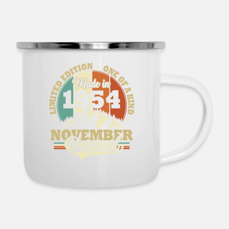 Jahrestag November 1954 Geburtstags Geschenk - Emaille-Tasse - Weiß