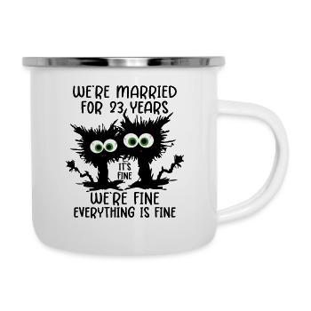 23 ans marié Titane cadeau de mariage - Tasse émaillée - blanc - Droite