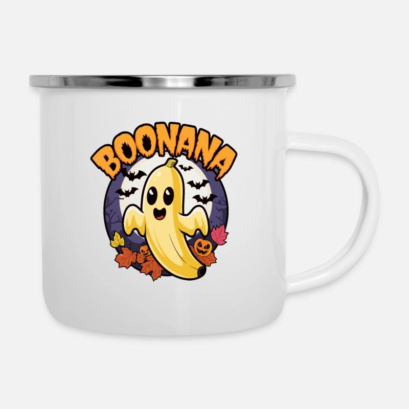 Halloween Boonana Halloween Geist - Emaille-Tasse - Weiß
