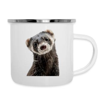 Frettchen - Emaille-Tasse - Weiß - Rechts