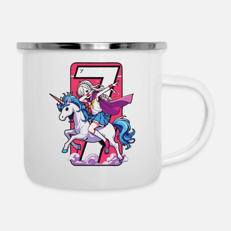 Birthday 7 Years Unicorn Dab - Camper Mug - white