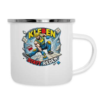 Kleben statt Reden - Emaille-Tasse - Weiß - Rechts