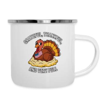 Lustiger Thanksgiving Truthahn - Emaille-Tasse - Weiß - Rechts