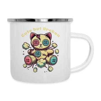 Psychopathe mental Chat mignon mais cassé - Tasse émaillée - blanc - Droite
