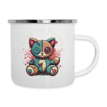 Psychopathe mental Chat mignon mais cassé - Tasse émaillée - blanc - Droite