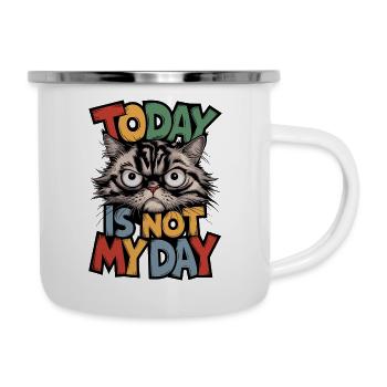 Angry Cat "Today Is Not My Day" Sarcastic Art - Camper Mug - white - Right