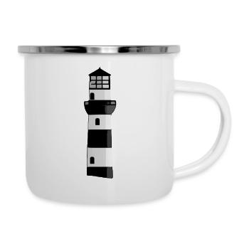 Grauer Leuchtturm - Emaille-Tasse - Weiß - Rechts