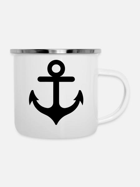 Anker - Emaille-Tasse - Weiß