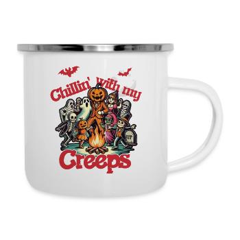 Halloween Spaß Mit Chillin' Creeps - Emaille-Tasse - Weiß - Rechts