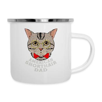 American Shorthair Papa Chat Chaton Père - Tasse émaillée - blanc - Droite