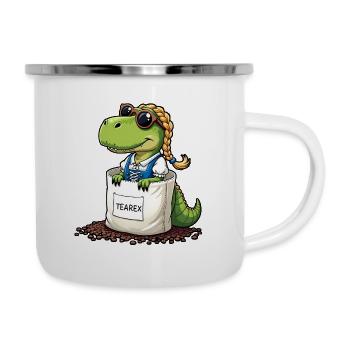 Tea Rex Dinosaurier traditionellen Dir Tee - Emaille-Tasse - Weiß - Rechts