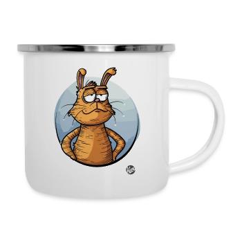 Cooler Cartoon Hase - Emaille-Tasse - Weiß - Rechts