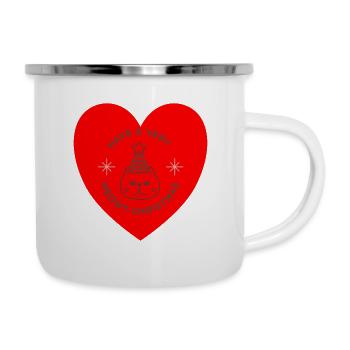 Meowy Christmas – Funny Cat Christmas Design - Camper Mug - white - Right