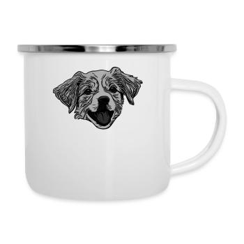 Visage de chien gris conception graphique animal de compagnie - Tasse émaillée - blanc - Droite