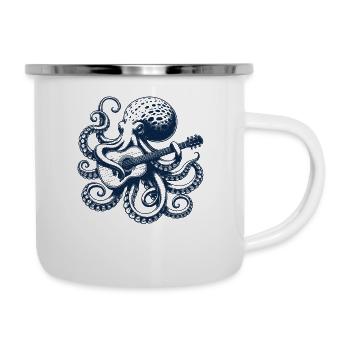 Octopus joue de la guitare - Tasse émaillée - blanc - Droite