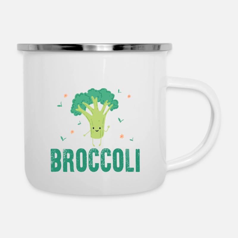 Team Broccoli - Emaille-Tasse - Weiß