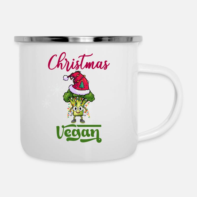 Brocoli de Noël végétalien - Tasse émaillée - blanc