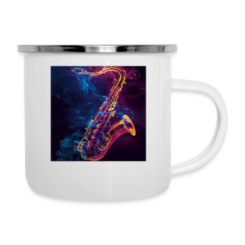 Saxophone - Tasse émaillée - blanc - Droite