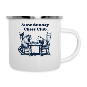 Slow Sunday Chess Club - Emaille-Tasse - Weiß - Rechts