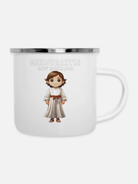 MINISTRANTIN AUF MISSION - Emaille-Tasse - Weiß