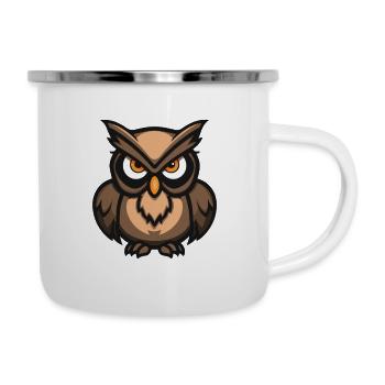 Bande dessinée hibou - Tasse émaillée - blanc - Droite