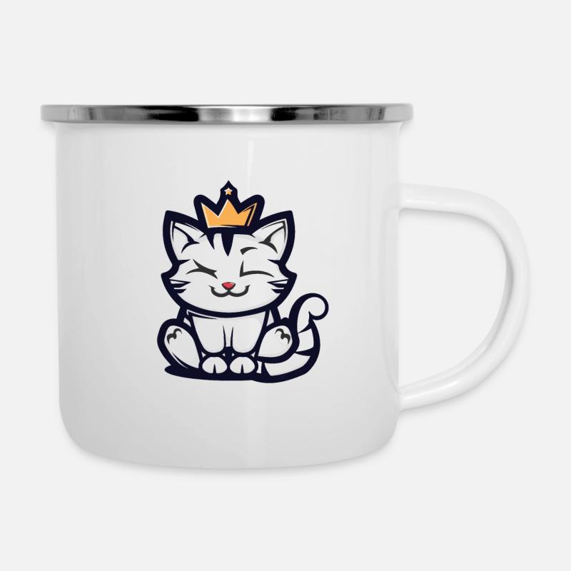 Cat Cartoon Crown - Camper Mug - white