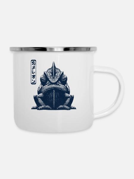 Mürrisches Chamäleon - Emaille-Tasse - Weiß