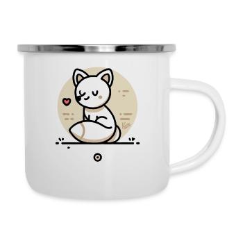 Der freundliche Liebe Fuchs mit Herz - Emaille-Tasse - Weiß - Rechts