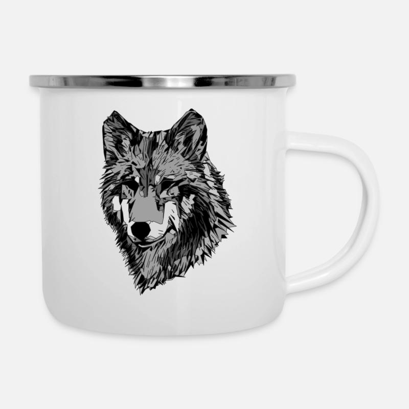 Abstrakt Hundar Ansikte - Emaljmugg - vit