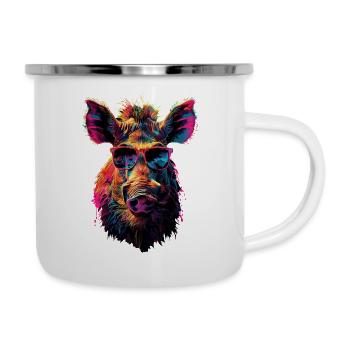 Warzenschwein - Emaille-Tasse - Weiß - Rechts