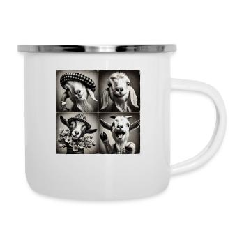 Goat Selfie Funny Hats Vintage Photo Shoot Farm An - Emaille-Tasse - Weiß - Rechts