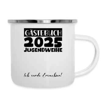 Jugendweihe 2025 Gästebuch Geschenk Mädchen Jungen - Emaille-Tasse - Weiß - Rechts