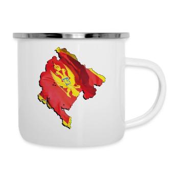 Montenegro Flagge in der Montenegro Landkarte - Emaille-Tasse - Weiß - Rechts