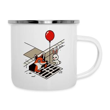 It's funny fox with balloon and rabbit in the drain - Camper Mug - white - Right