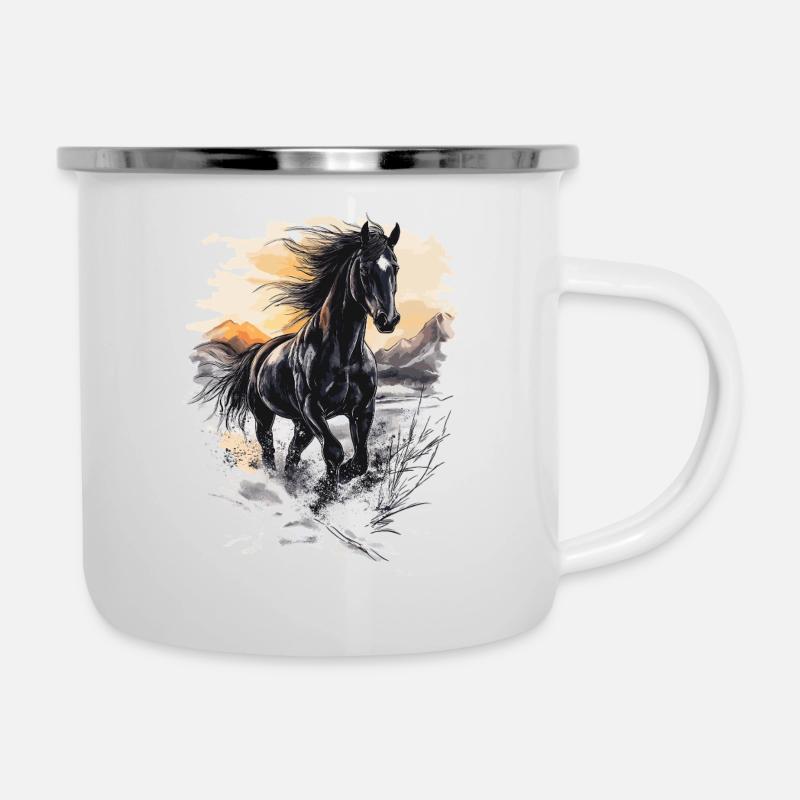 cheval chevaux équitation yellowstone cavalier rip stable - Tasse émaillée - blanc