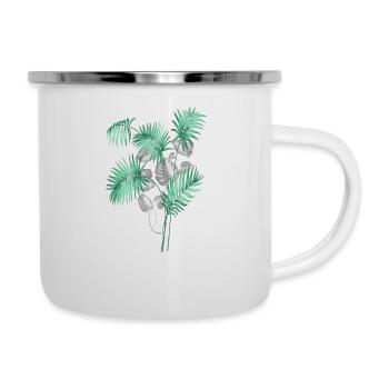 Tropical Leaves Design - Emaille-Tasse - Weiß - Rechts