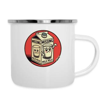 Conception de dessin animé amusante : Lait manquant - Tasse émaillée - blanc - Droite