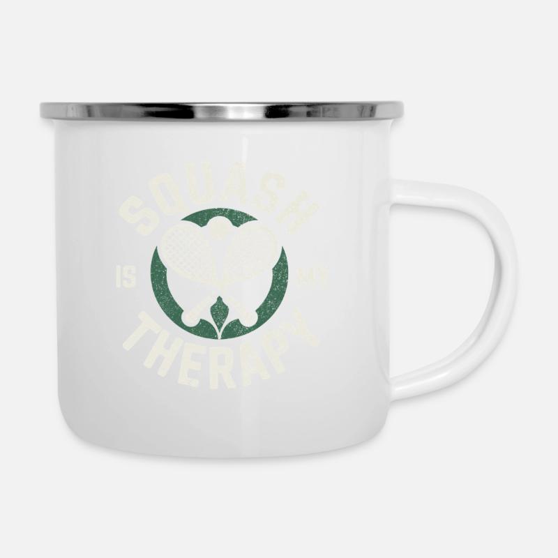 Squash ist mein Therapy Funny Squash Player - Emaille-Tasse - Weiß