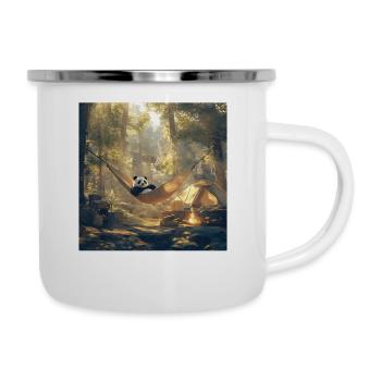 Panda - Emaille-Tasse - Weiß - Rechts