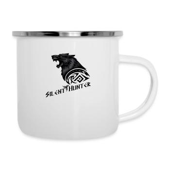 Silent Hunter: Wolf mit Stammeszeichen - Emaille-Tasse - Weiß - Rechts