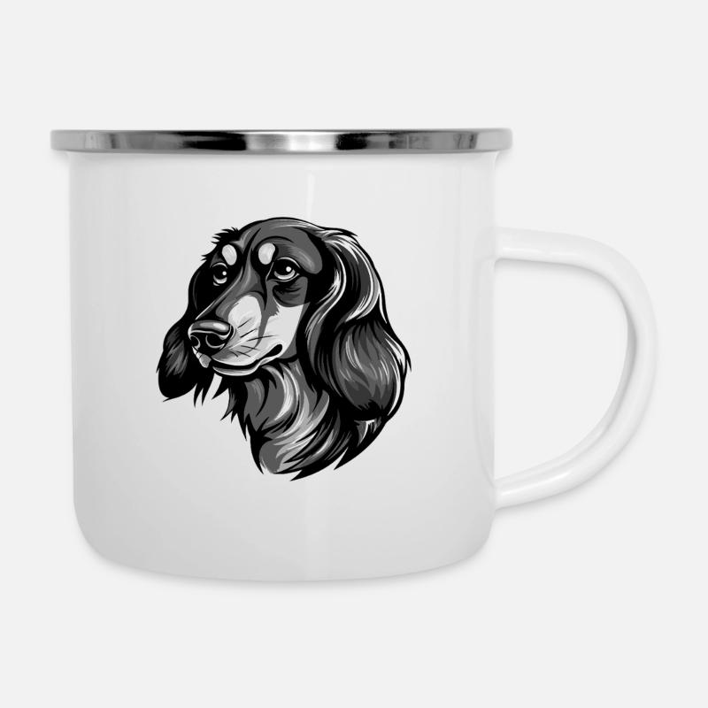 Teckel tête de chien teckel - Tasse émaillée - blanc