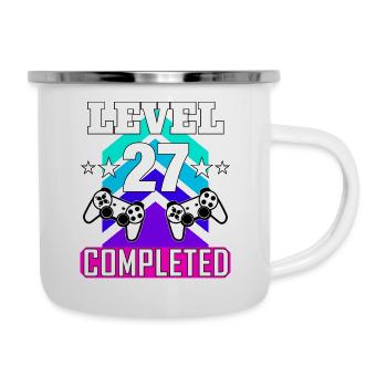 gaming geburtstag haha wie - Emaille-Tasse - Weiß - Rechts