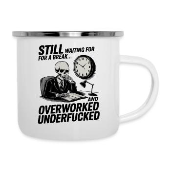 Overworked Skeleton – Office Life Dark Humor - Camper Mug - white - Right
