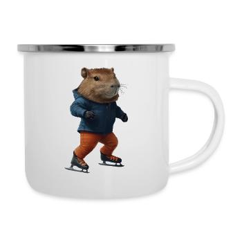 Wasserschwein - Emaille-Tasse - Weiß - Rechts