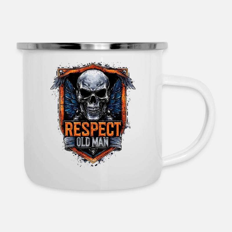 Biker Respect Old Man Geburtstag Skull Motorrad - Emaille-Tasse - Weiß