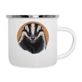 Wütender Dachs Wild Honig Tier Furchtlos Heftig - Emaille-Tasse - Weiß - Rechts