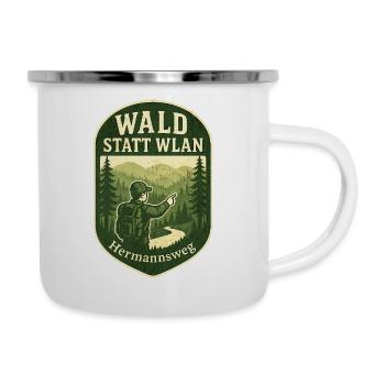 Teutoburger Wald SHIRT Hermannsweg Wandern Wald - Emaille-Tasse - Weiß - Rechts